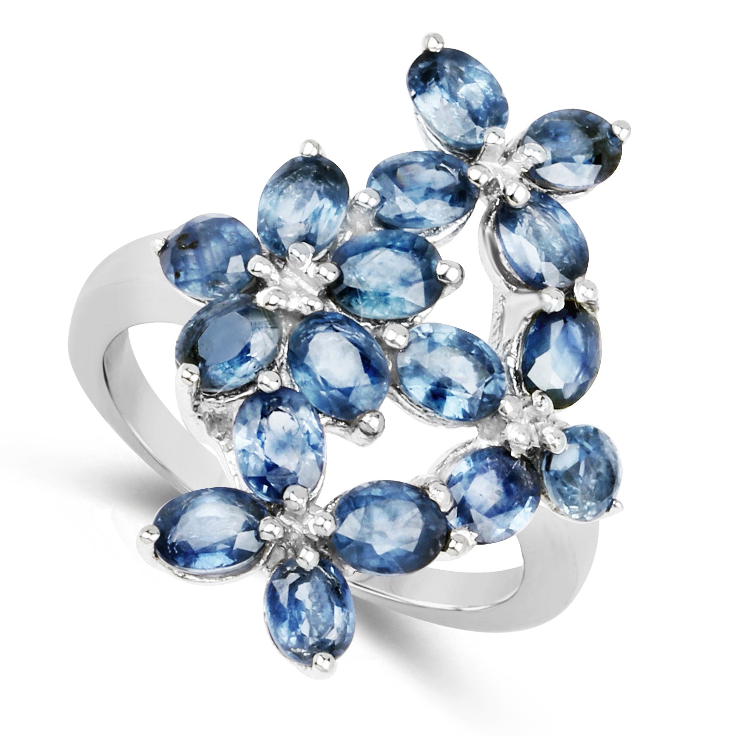 3.40 Carat Genuine Blue Sapphire .925 Sterling Silver Ring on sale at MyriadMart