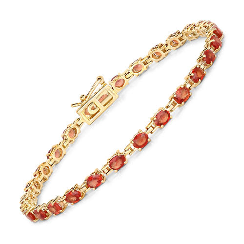 7.00 Carat Genuine Orange Sapphire 14K Yellow Gold Bracelet on sale at MyriadMart