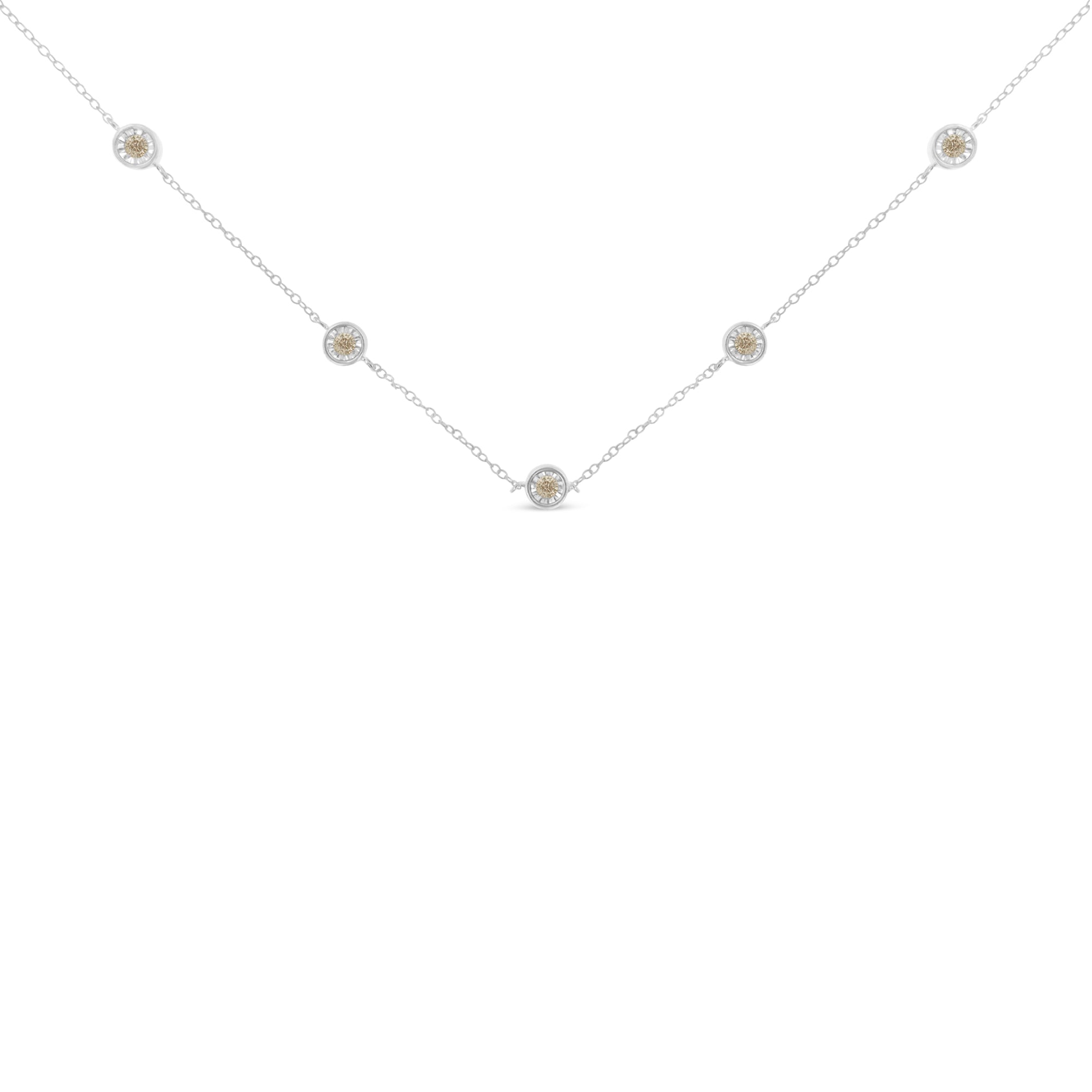 Sterling Silver Diamond Station Necklace 1/2 cttw, I-J Color, I1-I2 Clarity on sale at MyriadMart