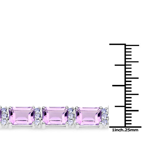 19.19 Carat Genuine Amethyst and Tanzanite .925 Sterling Silver Bracelet on sale at MyriadMart