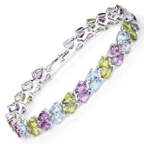 23.46 Carat Genuine Multi Stones .925 Sterling Silver Bracelet on sale at MyriadMart