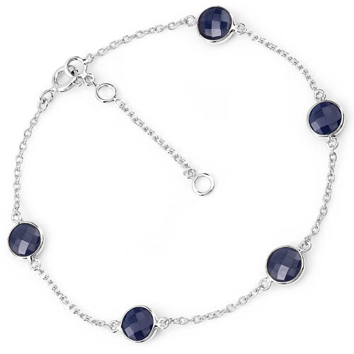 5.00 Carat Genuine Blue Sapphire .925 Sterling Silver Bracelet on sale at MyriadMart