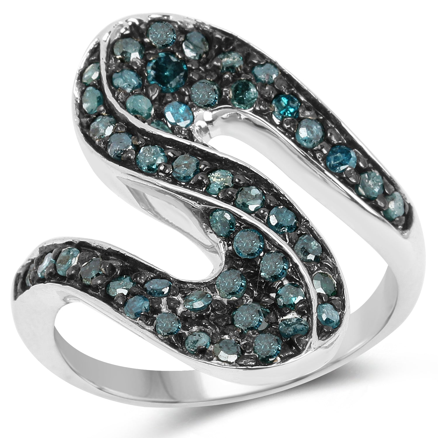 0.76 Carat Genuine Blue Diamond .925 Sterling Silver Ring on sale at MyriadMart