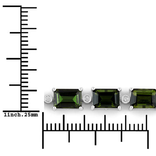 19.04 Carat Genuine Green Tourmaline and White Diamond 14K White Gold Bracelet on sale at MyriadMart