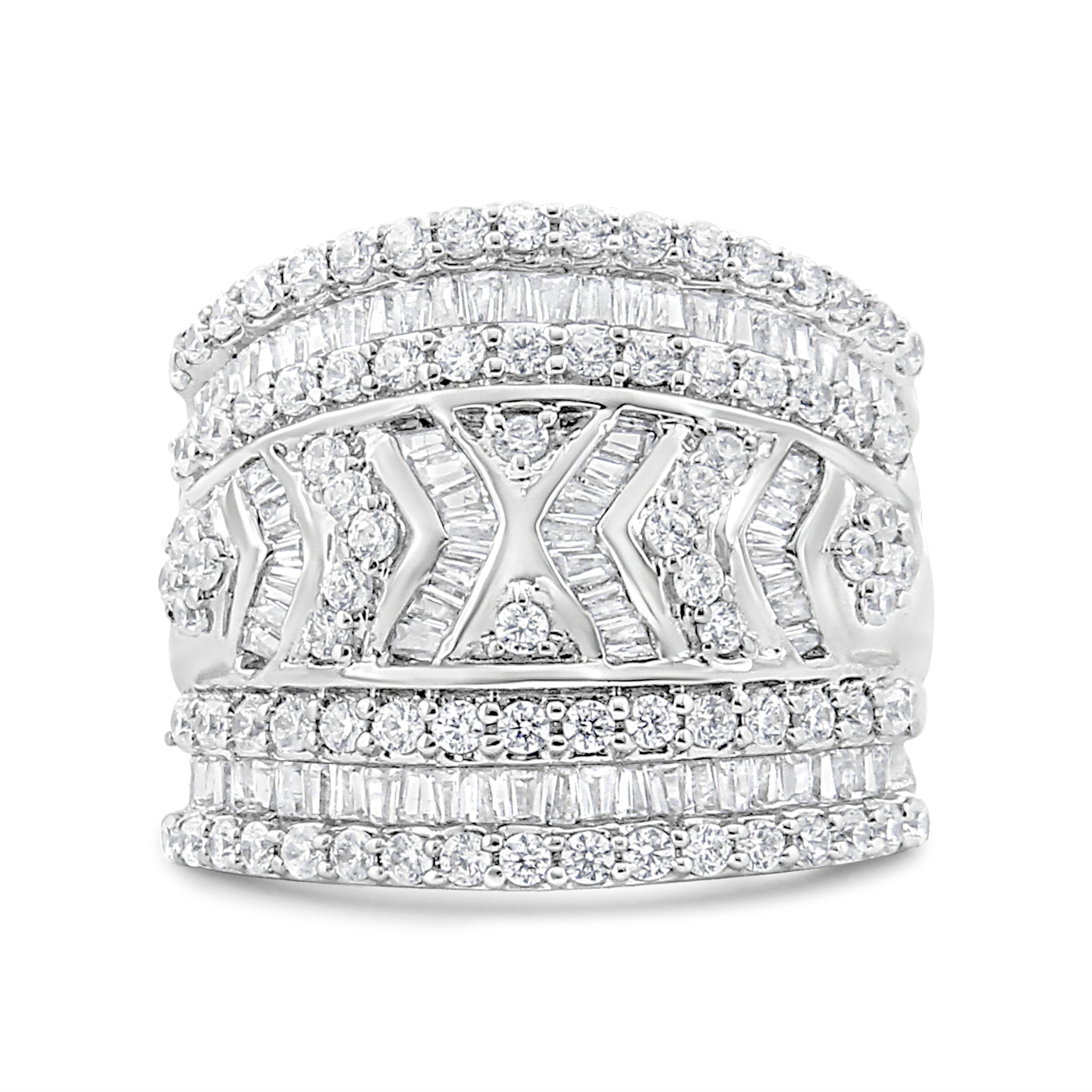 .925 Sterling Silver 2.0 Cttw Diamond Edge Multi-Row Ring Band J-K Color, I3 Clarity - Ring Size 7 on sale at MyriadMart