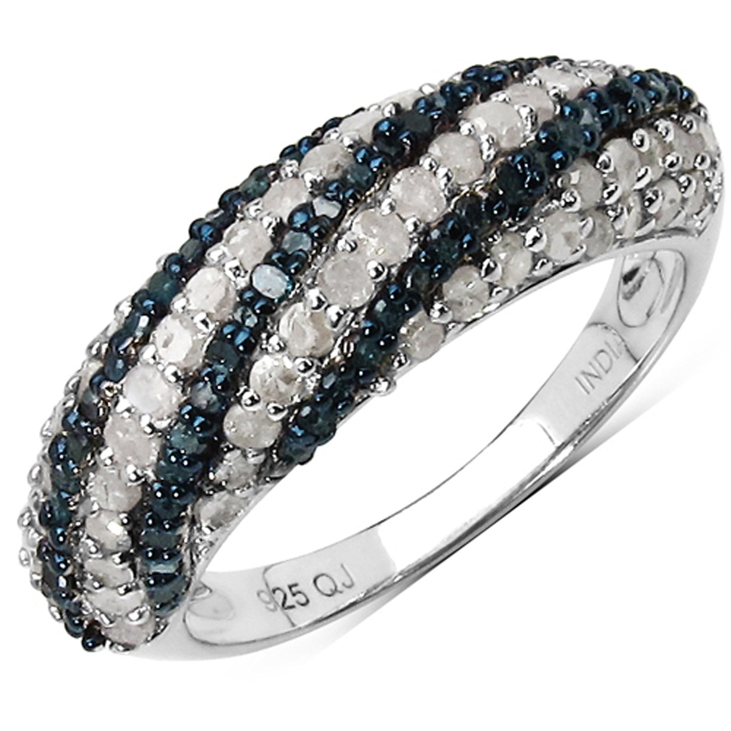 1.25 Carat Genuine Blue Diamond and White Diamond .925 Sterling Silver Ring on sale at MyriadMart