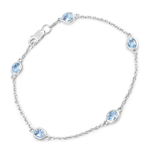 1.80 Carat Genuine Blue Topaz .925 Sterling Silver Bracelet on sale at MyriadMart