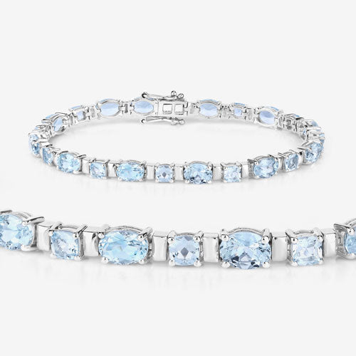 10.06 Carat Genuine Aquamarine .925 Sterling Silver Bracelet on sale at MyriadMart