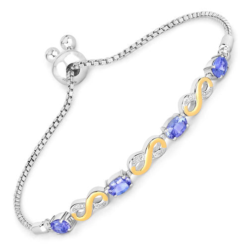 1.79 Carat Genuine Tanzanite and White Topaz .925 Sterling Silver Bracelet on sale at MyriadMart