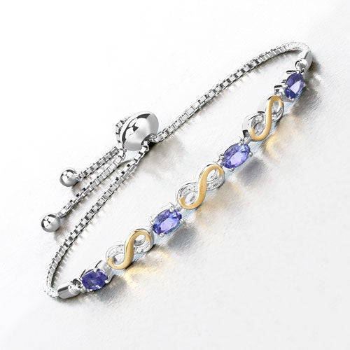 1.79 Carat Genuine Tanzanite and White Topaz .925 Sterling Silver Bracelet on sale at MyriadMart