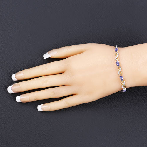 1.79 Carat Genuine Tanzanite and White Topaz .925 Sterling Silver Bracelet on sale at MyriadMart