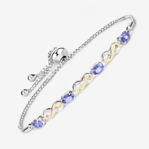 1.79 Carat Genuine Tanzanite and White Topaz .925 Sterling Silver Bracelet on sale at MyriadMart