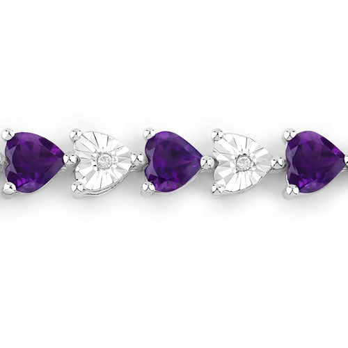 6.59 Carat Genuine Amethyst and White Diamond .925 Sterling Silver Bracelet on sale at MyriadMart
