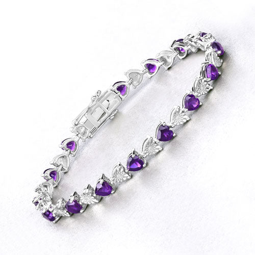 6.59 Carat Genuine Amethyst and White Diamond .925 Sterling Silver Bracelet on sale at MyriadMart