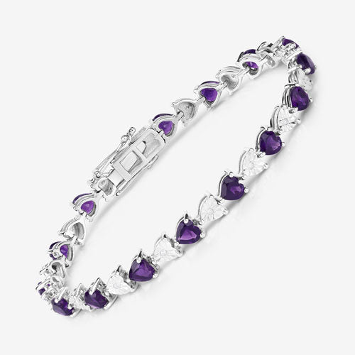 6.59 Carat Genuine Amethyst and White Diamond .925 Sterling Silver Bracelet on sale at MyriadMart