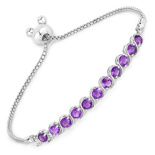 2.64 Carat Genuine Amethyst .925 Sterling Silver Bracelet on sale at MyriadMart