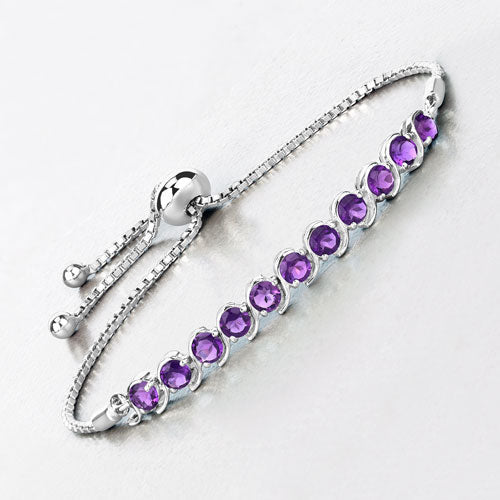 2.64 Carat Genuine Amethyst .925 Sterling Silver Bracelet on sale at MyriadMart