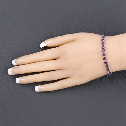 2.64 Carat Genuine Amethyst .925 Sterling Silver Bracelet on sale at MyriadMart