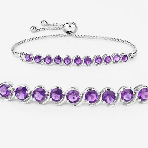 2.64 Carat Genuine Amethyst .925 Sterling Silver Bracelet on sale at MyriadMart