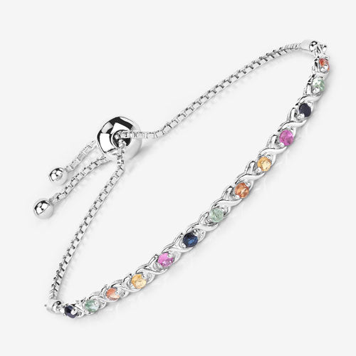0.88 Carat Genuine Multi Sapphire .925 Sterling Silver Bracelet on sale at MyriadMart