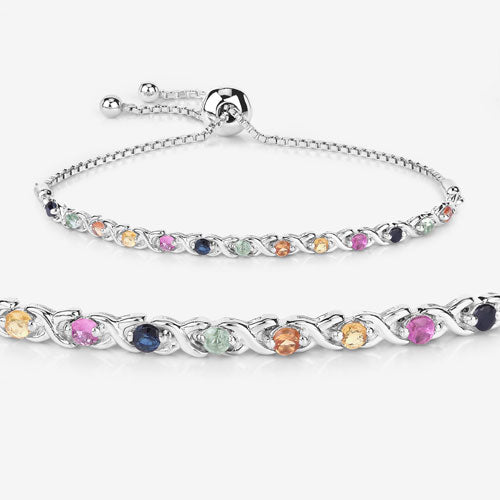 0.88 Carat Genuine Multi Sapphire .925 Sterling Silver Bracelet on sale at MyriadMart
