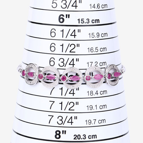 1.65 Carat Genuine Ruby and White Diamond .925 Sterling Silver Bracelet on sale at MyriadMart