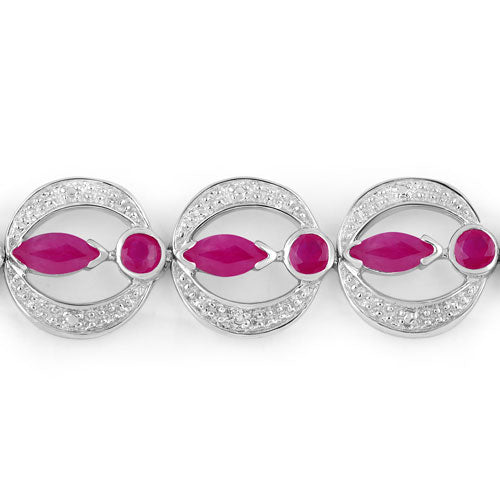 1.65 Carat Genuine Ruby and White Diamond .925 Sterling Silver Bracelet on sale at MyriadMart