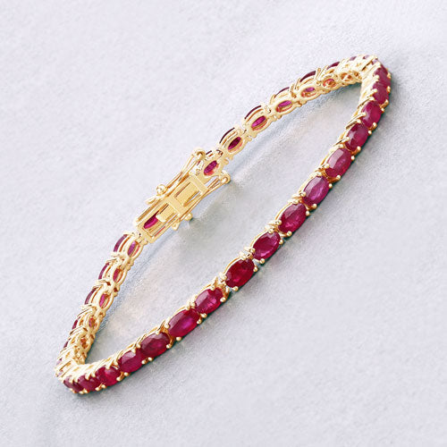9.18 Carat Genuine Ruby 10K Yellow Gold Bracelet on sale at MyriadMart