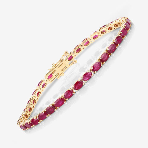 9.18 Carat Genuine Ruby 10K Yellow Gold Bracelet on sale at MyriadMart
