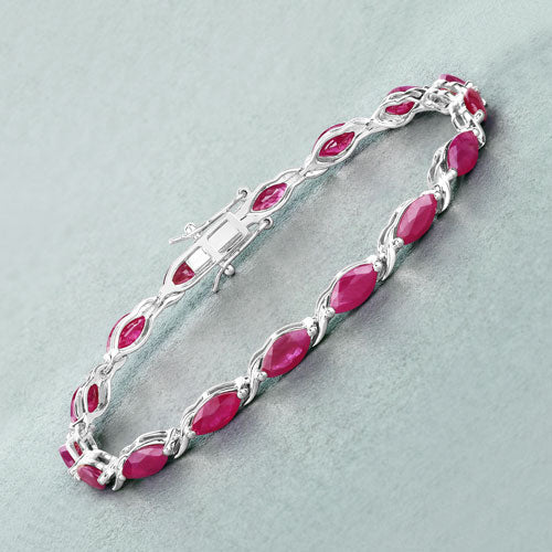 8.00 Carat Genuine Ruby 10K White Gold Bracelet on sale at MyriadMart