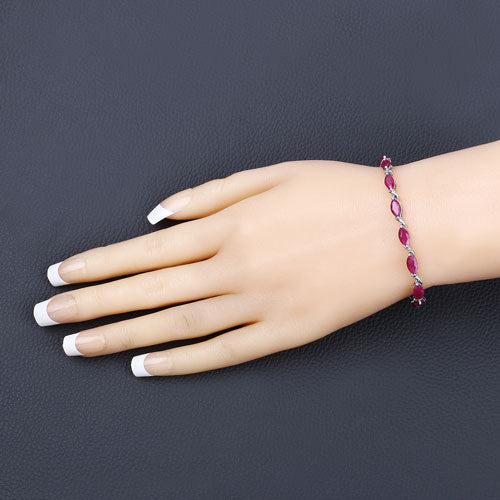 8.00 Carat Genuine Ruby 10K White Gold Bracelet on sale at MyriadMart