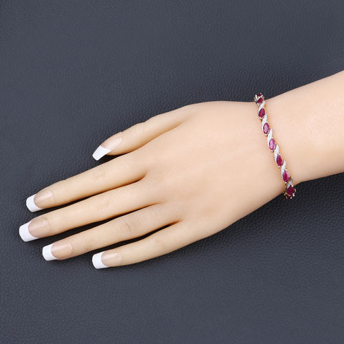 7.78 Carat Genuine Ruby and White Diamond 10K Yellow Gold Bracelet on sale at MyriadMart