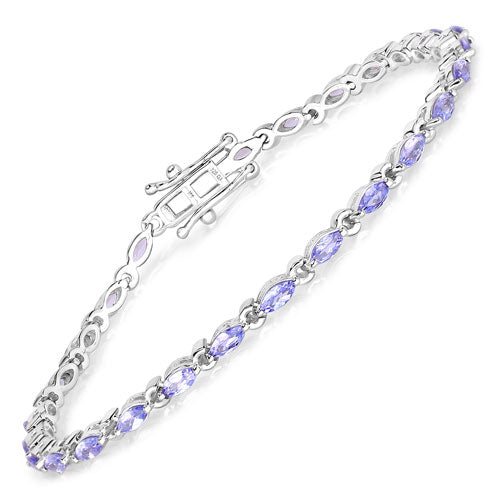 3.78 Carat Genuine Tanzanite .925 Sterling Silver Bracelet on sale at MyriadMart
