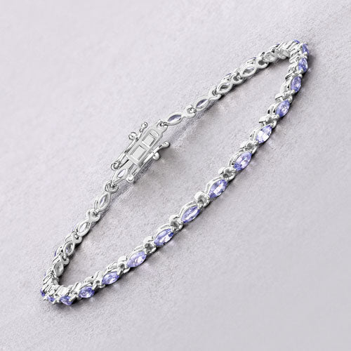 3.78 Carat Genuine Tanzanite .925 Sterling Silver Bracelet on sale at MyriadMart