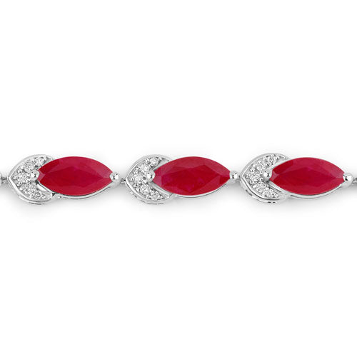 6.79 Carat Genuine Ruby and White Diamond 14K White Gold Bracelet on sale at MyriadMart