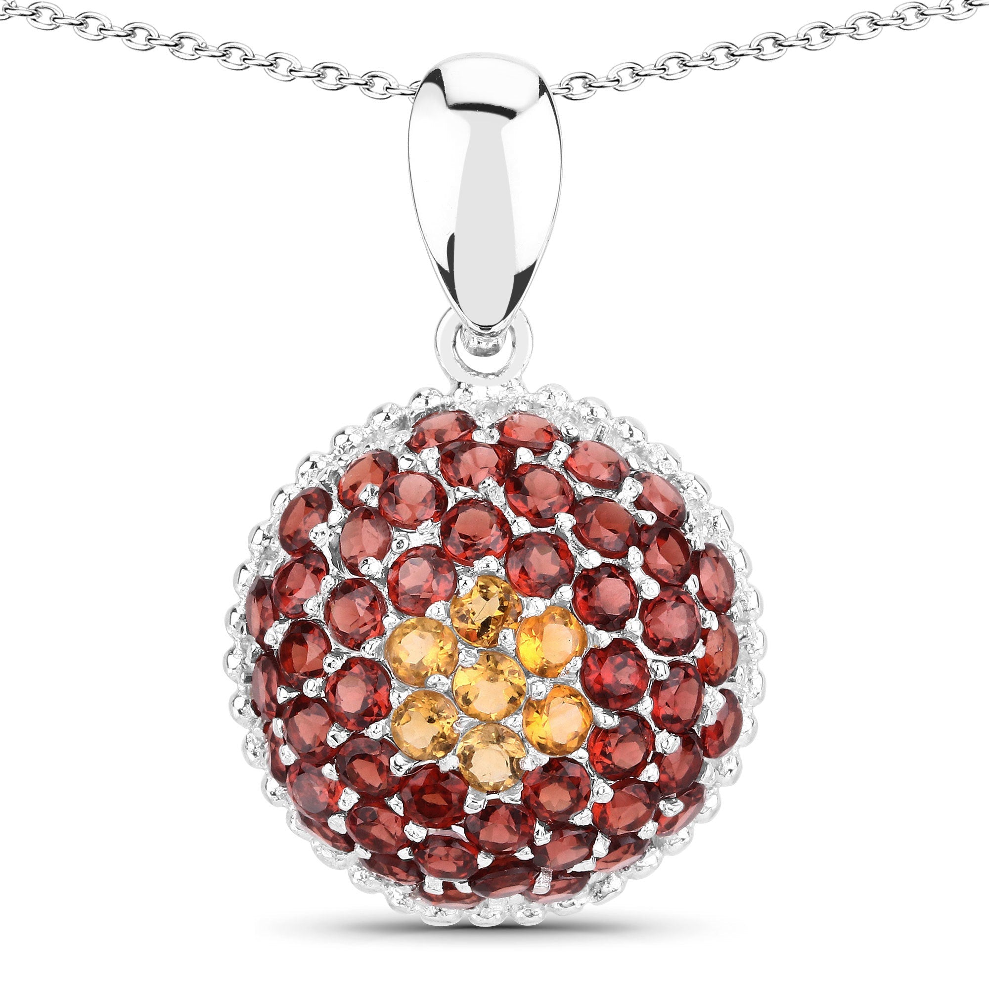 4.57 Carat Genuine Citrine and Garnet .925 Sterling Silver Pendant on sale at MyriadMart