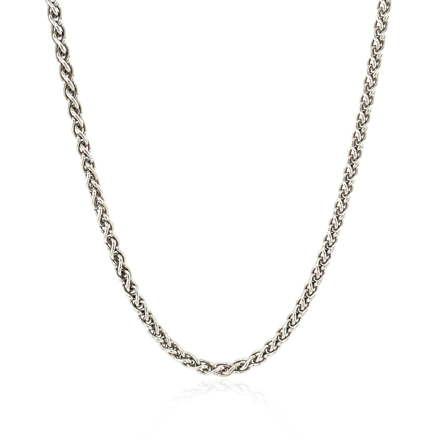 Sterling Silver Rhodium Plated Wheat Chain 2.6mm on sale at MyriadMart