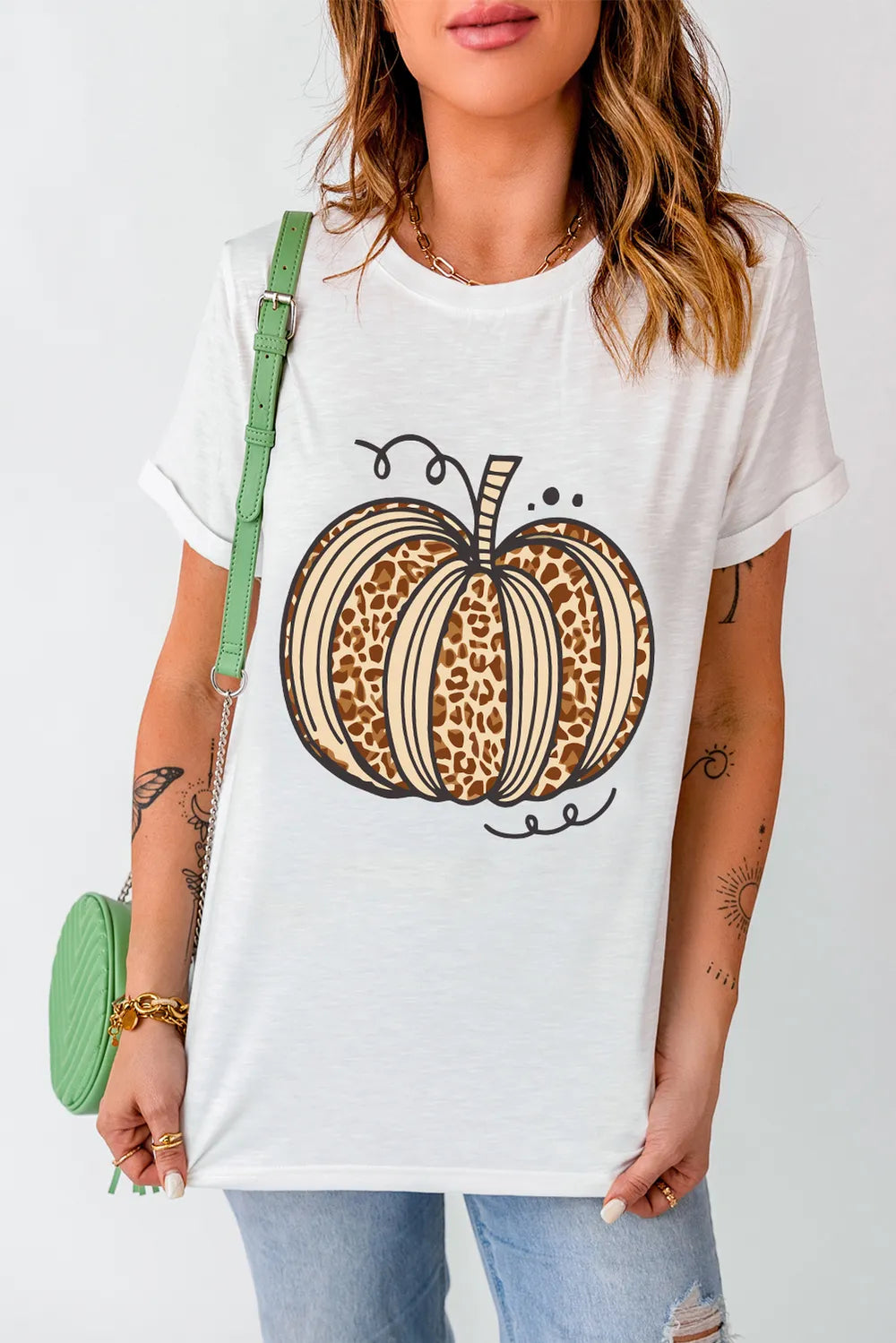 Pumpkin Round Neck Short Sleeve T-Shirt - MyriadMart