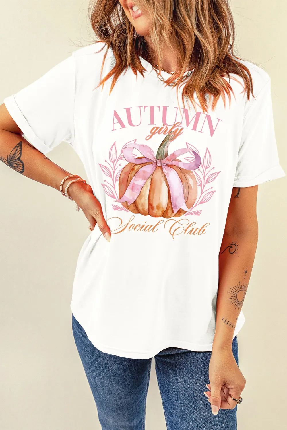 Pumpkin Graphic Round Neck Short Sleeve T-Shirt - MyriadMart
