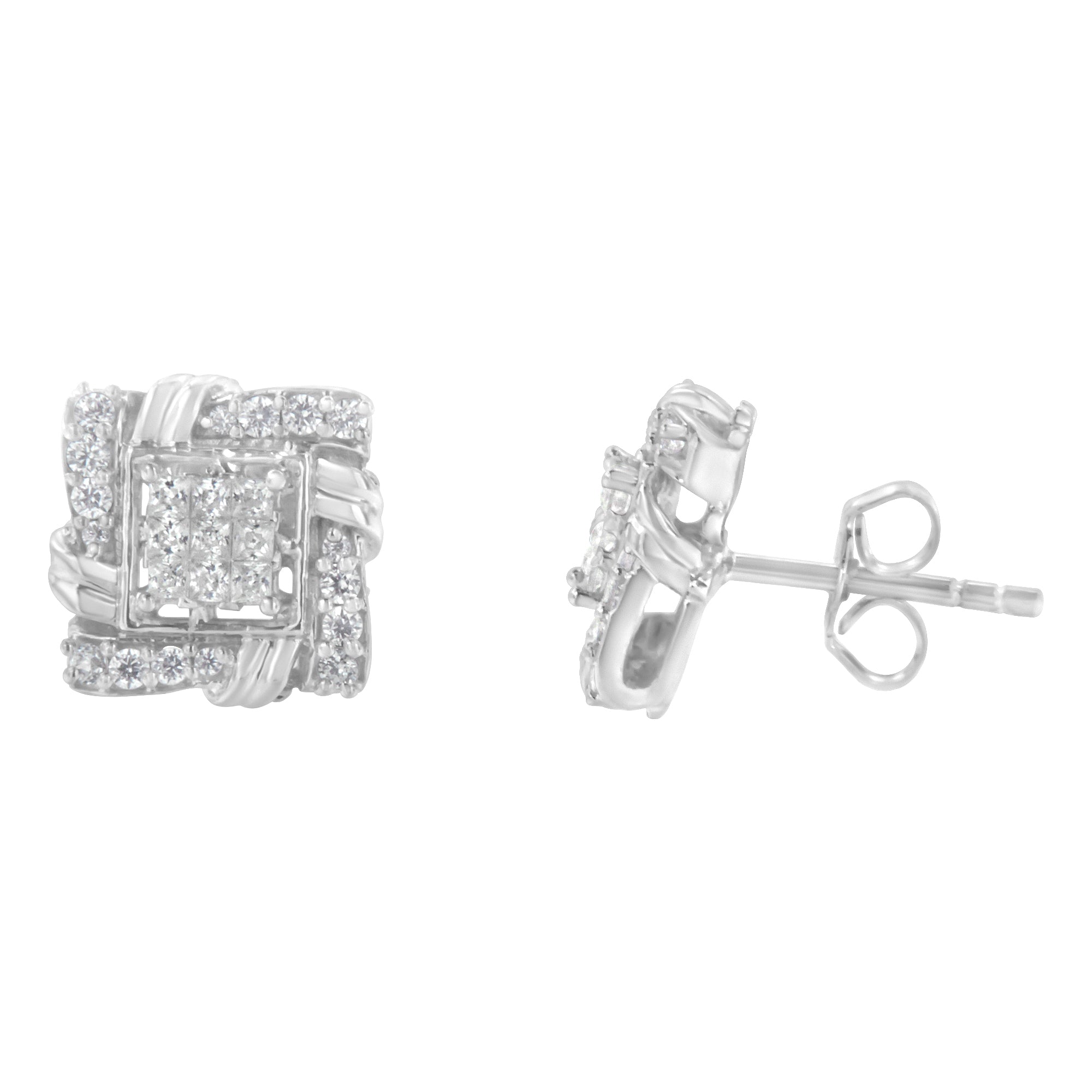 .925 Sterling Silver 1/2 Cttw Round-Cut Diamond Stud Earrings I-J Color, I1-I2 Clarity on sale at MyriadMart