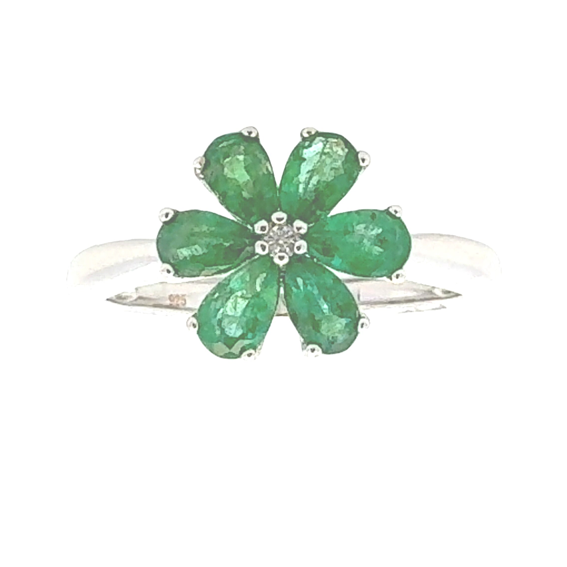 1.14ct Emerald Zircon Ring Sterling Silver on sale at MyriadMart