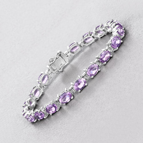 14.40 Carat Genuine Amethyst .925 Sterling Silver Bracelet on sale at MyriadMart
