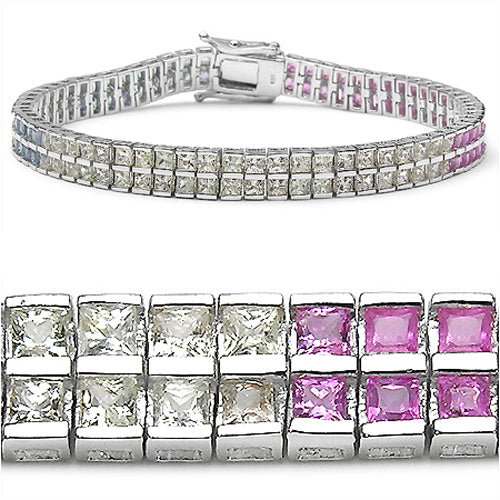 9.50 Carat Genuine Multi sapphire Sterling Silver Bracelet on sale at MyriadMart