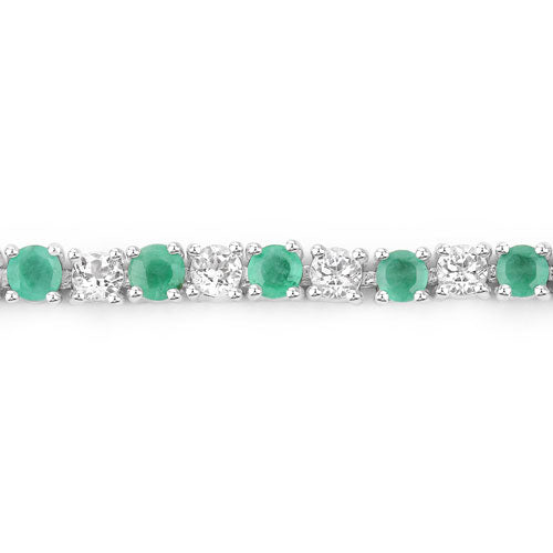 5.77 Carat Genuine Emerald and White Topaz .925 Sterling Silver Bracelet on sale at MyriadMart