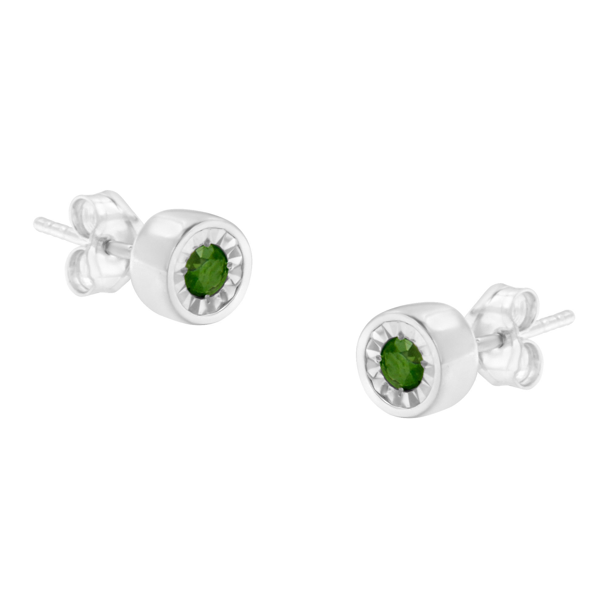 .925 Sterling Silver 1/5 Cttw Round Brilliant-Cut Green Diamond Miracle-Set Stud Earrings Fancy Color-Enhanced, I1-I2 Clarity on sale at MyriadMart