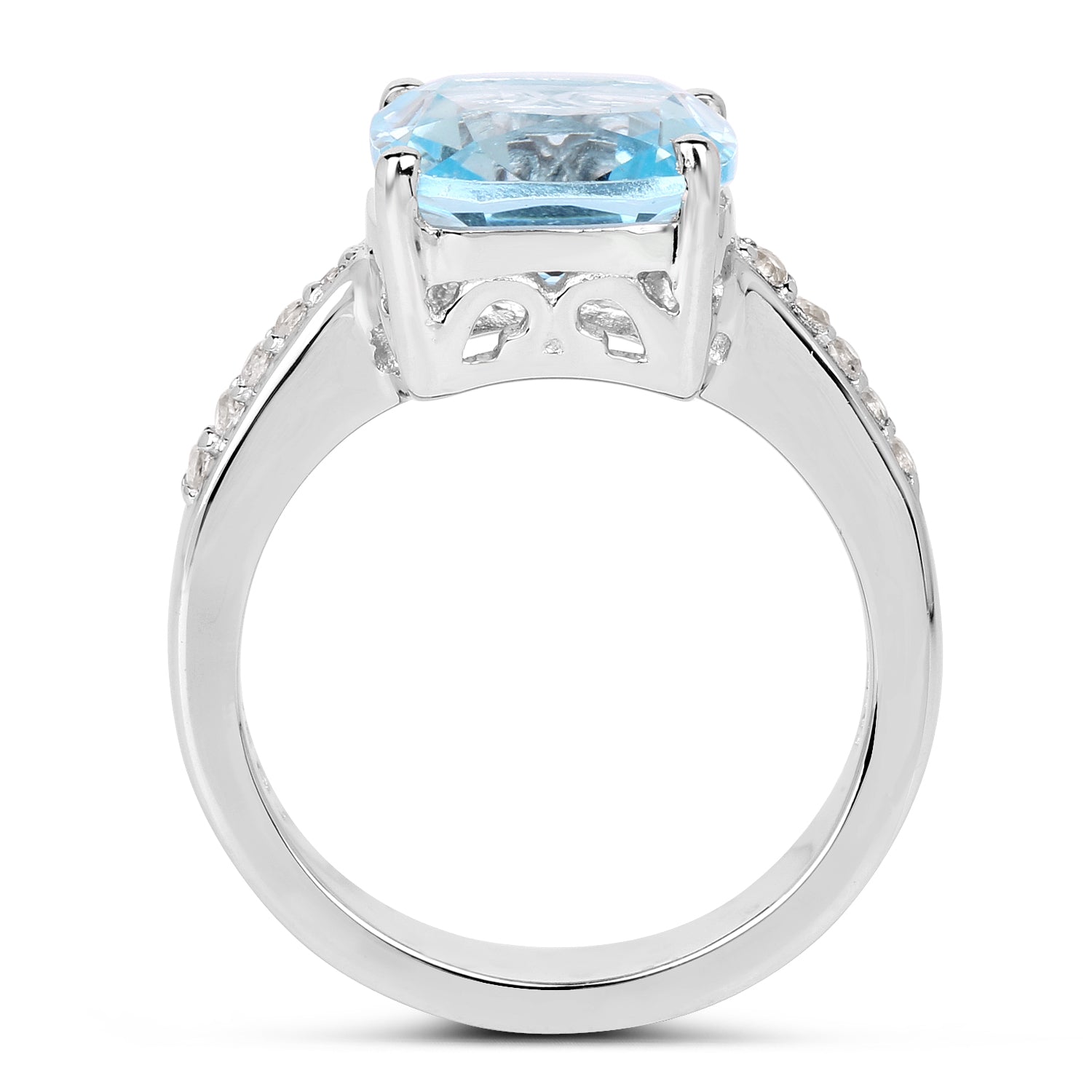 4.62 Carat Genuine Blue Topaz and White Topaz .925 Sterling Silver Ring on sale at MyriadMart