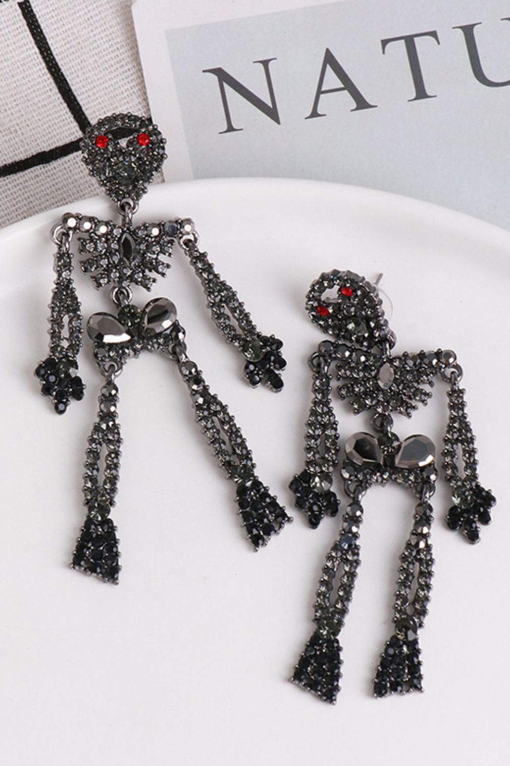 Skeleton Shape Glass Stone Dangle Earrings - MyriadMart