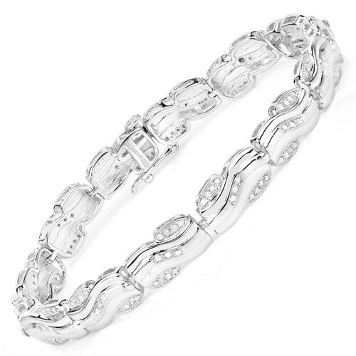 0.84 Carat Genuine White Diamond .925 Sterling Silver Bracelet on sale at MyriadMart