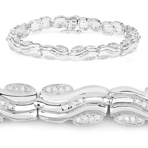 0.84 Carat Genuine White Diamond .925 Sterling Silver Bracelet on sale at MyriadMart