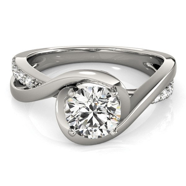 14k White Gold Split Band Round Bypass Diamond Engagement Ring 1 1/8 cttw on sale at MyriadMart